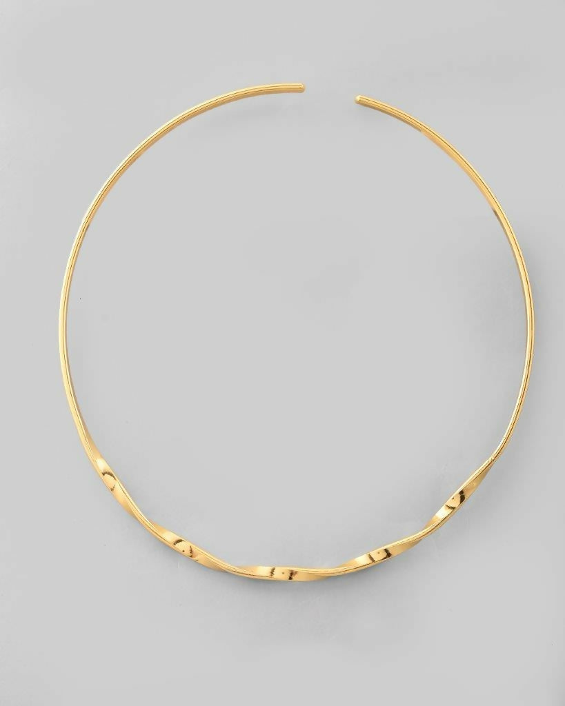 VOJ Gold-Polished Twisted Hasli Necklace | Grocsy