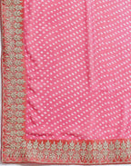 Joban Fashion Georgette Pink, White Color Bandhani Saree | Grocsy