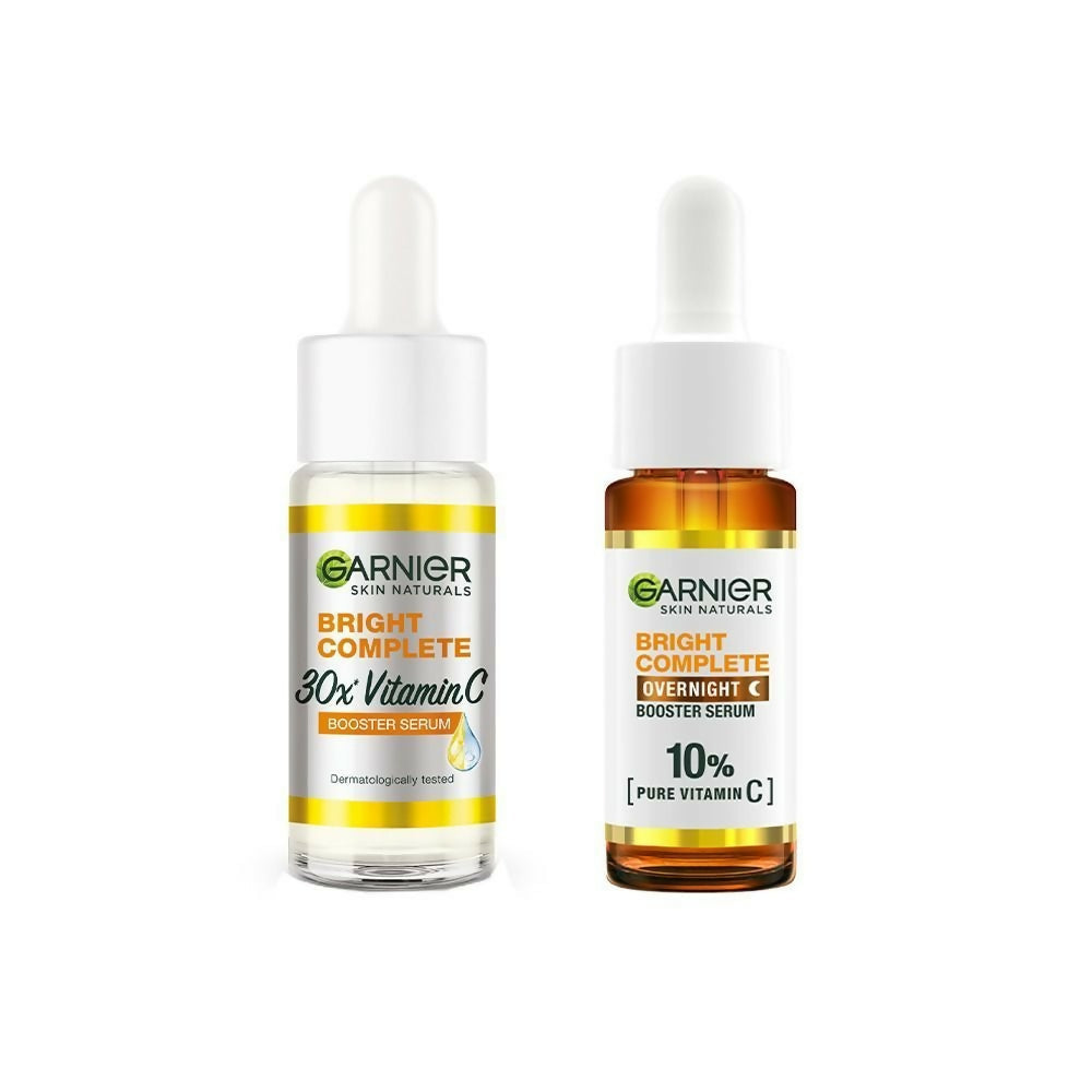 Garnier 30X Vitamin C Day + 10% Vitamin C Night Serum Mini Combo - Wake Up to 73% Brighter Skin | Grocsy
