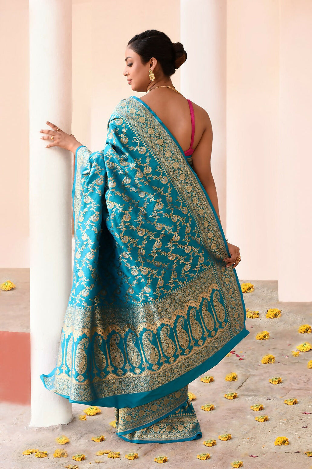 Joban Fashion Aqua Soft Pure Handloom Banarasi Silk Saree | Grocsy