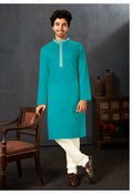 Joban Fashion Firozi Cotton Kurta Pyjama | Grocsy
