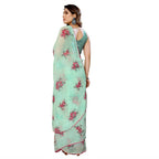 Women's Partywear Designer Firozi Georgette Fancy Saree - Satrangi | Grocsy