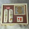 Indianvibez Exclusive Gift Pack Of Bhai Bhabhi Meenakari Desginer Rakhi With Roli & Krishna Silver Gold Plated Radha Krishna Foil | Grocsy