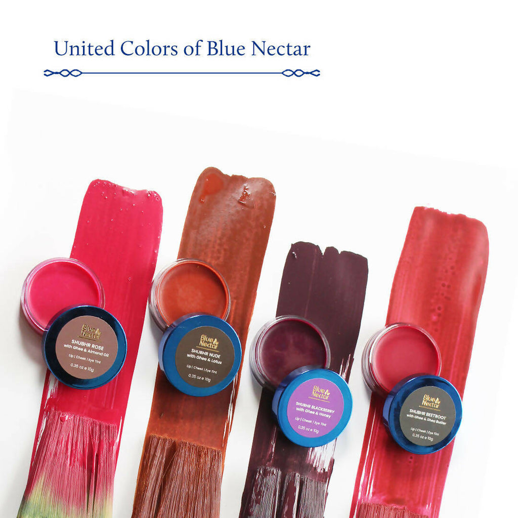 Blue Nectar Shubhr Beetroot Lip, Cheek & Eye Tint with Ghee & Almond Oil | Grocsy