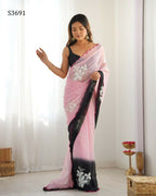 Georgette Pedding Color, Embroidery Work Party Wear Pink Saree - Erisha | Grocsy