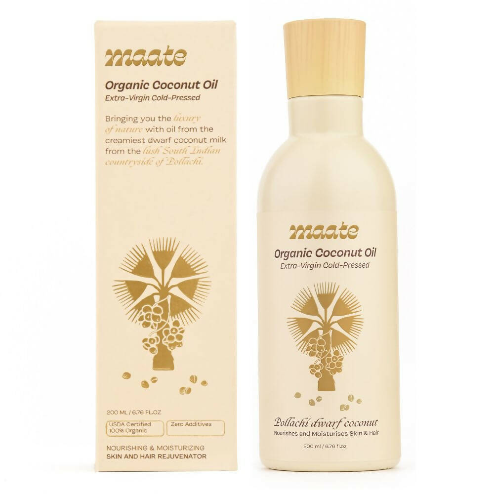 Maate Organic Coconut Oil | Extra Virgin Cold Pressed For Baby Body Massage & Hair Care Oil | Grocsy