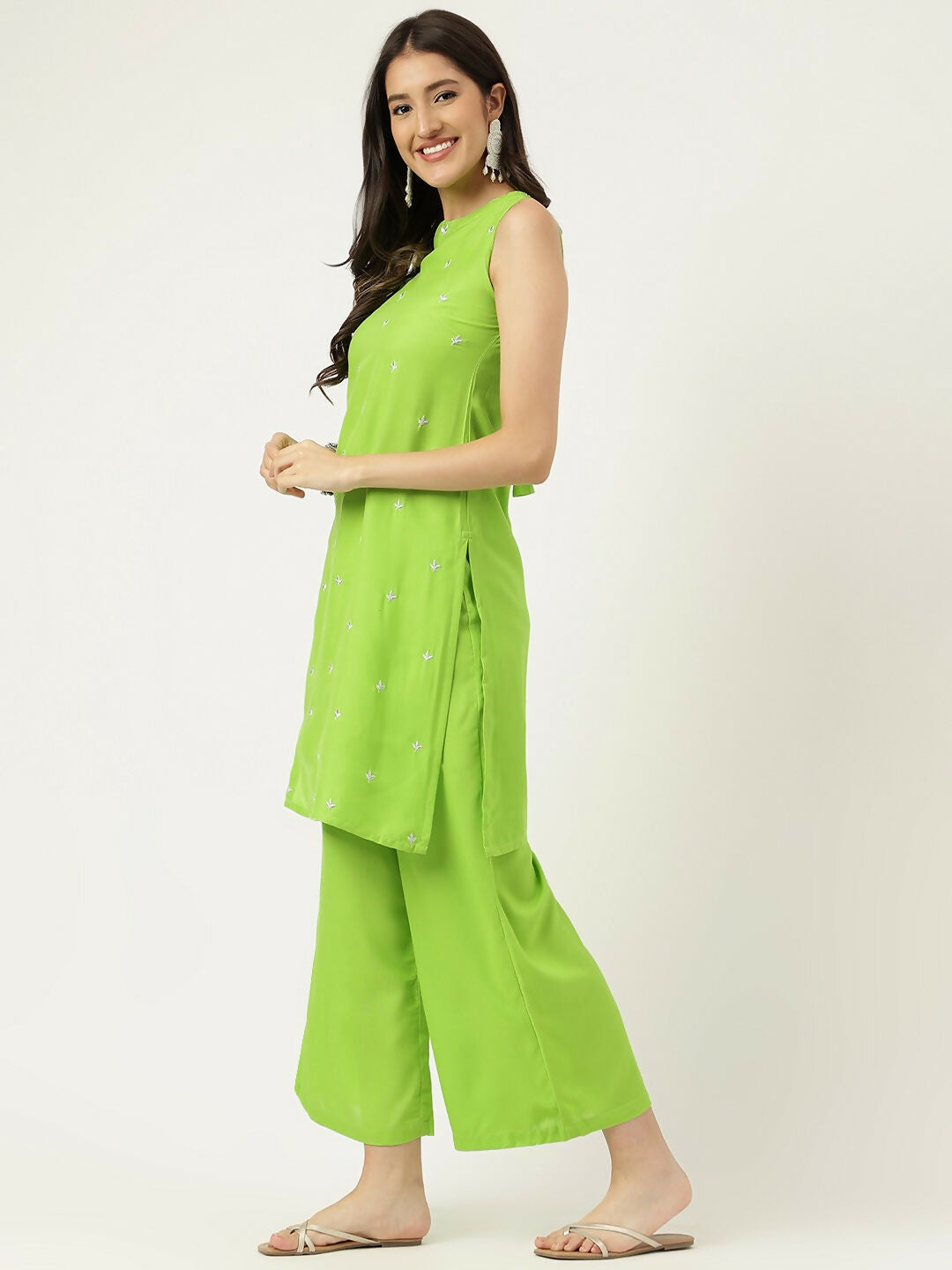 Joban Fashion Green Rayon and Embroidered Work Straight Kurta Bottom Set | Grocsy