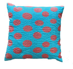 The Decor Nook Turquoise Blue Base With Red Circles Print Cushion Cover | Grocsy