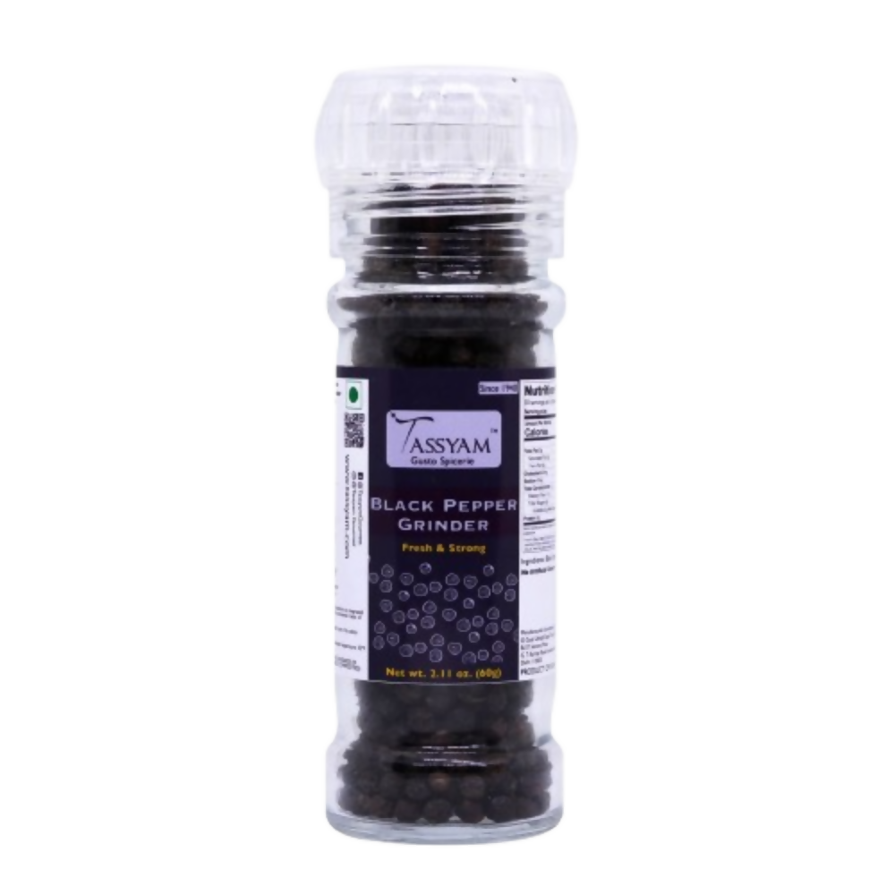 Tassyam Organics Black Pepper Grinder Bottle | Grocsy