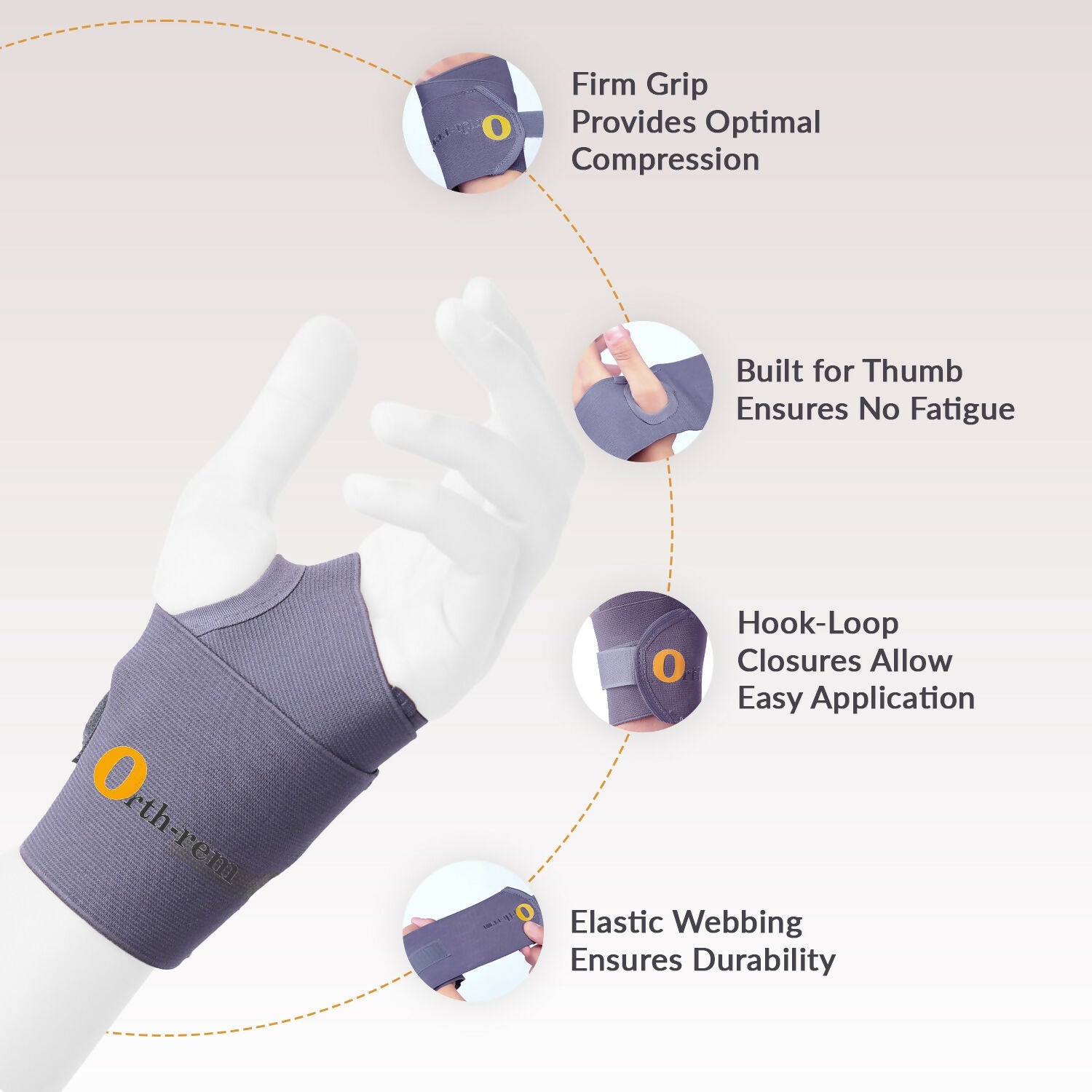 Orth-rem Wrist Support Brace with Thumb Loop Strap | Grocsy