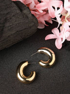 NVR Women Gold-Polished Circular-Shaped Half Hoop Earrings | Grocsy