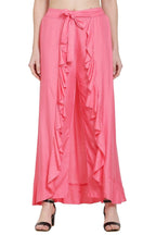 Asmaani Peach Color Plain Ruffle Palazzo | Grocsy