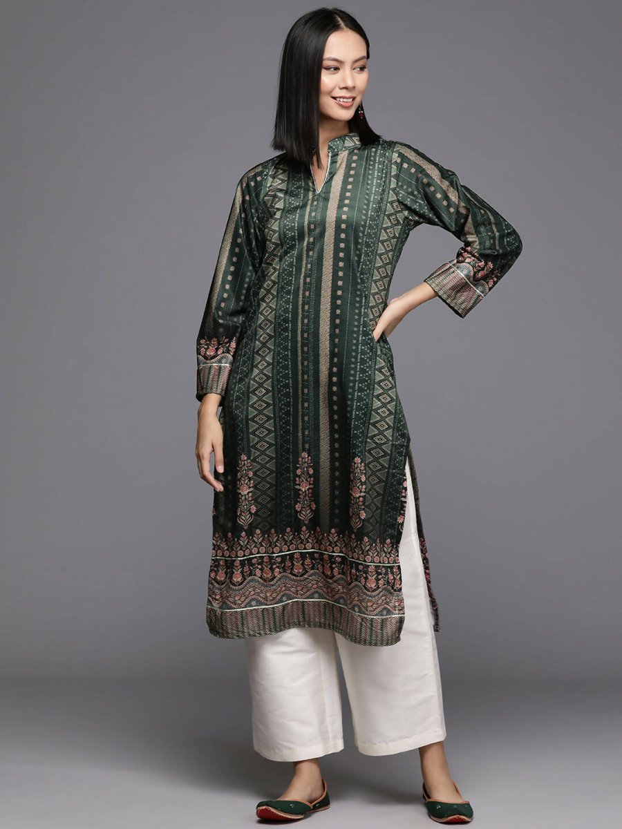 Ahalyaa Women's Traditional wear Kurta - Dark Green | Grocsy