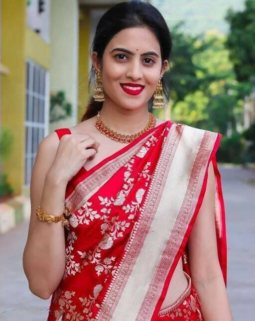 DEIANA'S Beautiful Designer Golden zari Soft Lichi Silk Saree - Red | Grocsy