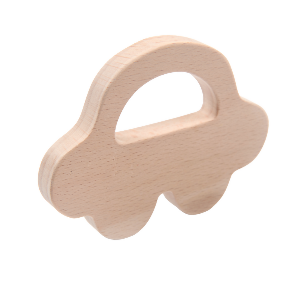 Nesta Toys Wooden Car & Elefant Teether Set, Beech Wood Teether for Babies | Grocsy
