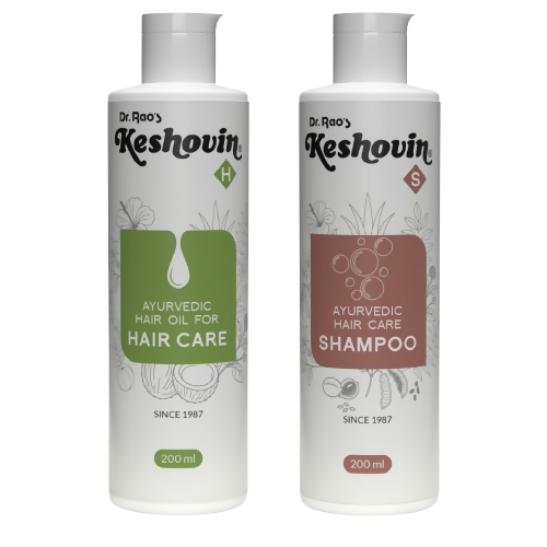 Dr. Rao's Keshovin-H Hair Oil, Keshovin-S Shampoo Combo | Grocsy
