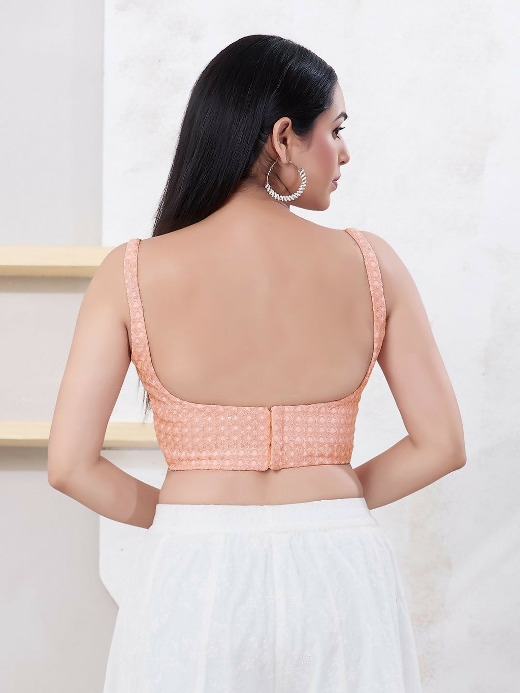 Joban Fashion Baby-Pink Shift Sleeveless Back Open Blouse | Grocsy