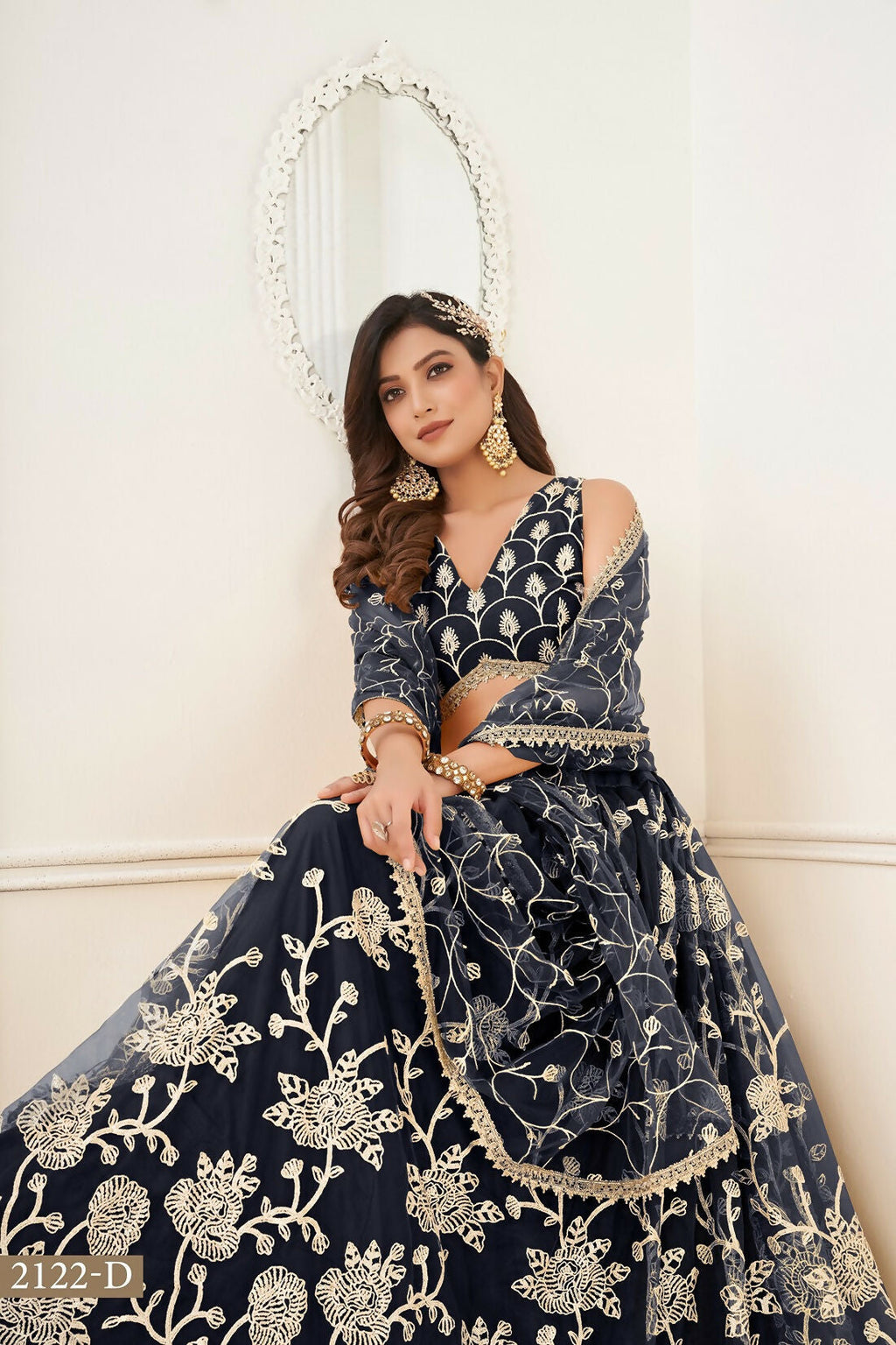 Eilara Women'S Black Butterfly Net With Sequins And Embroidery Work Lehenga Choli For Wedding | Grocsy