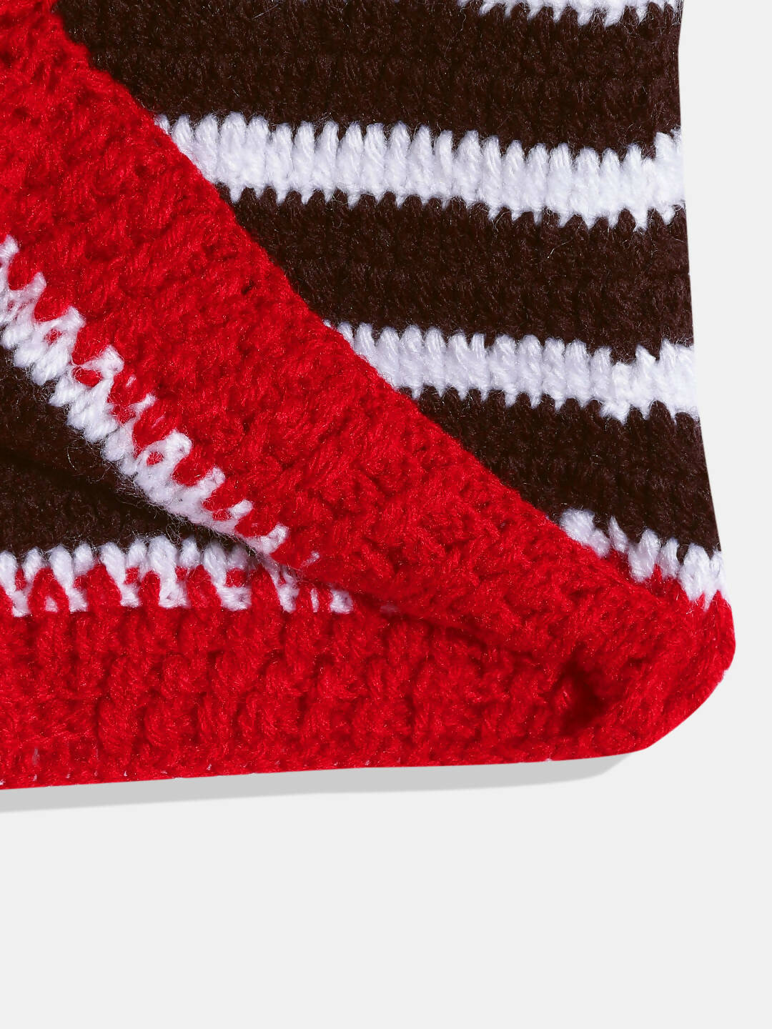 Chutput Kids Woollen Hand Knitted Full Sleeves Striped And Devil Heart Detail Sweater For Baby Boys - Brown | Grocsy
