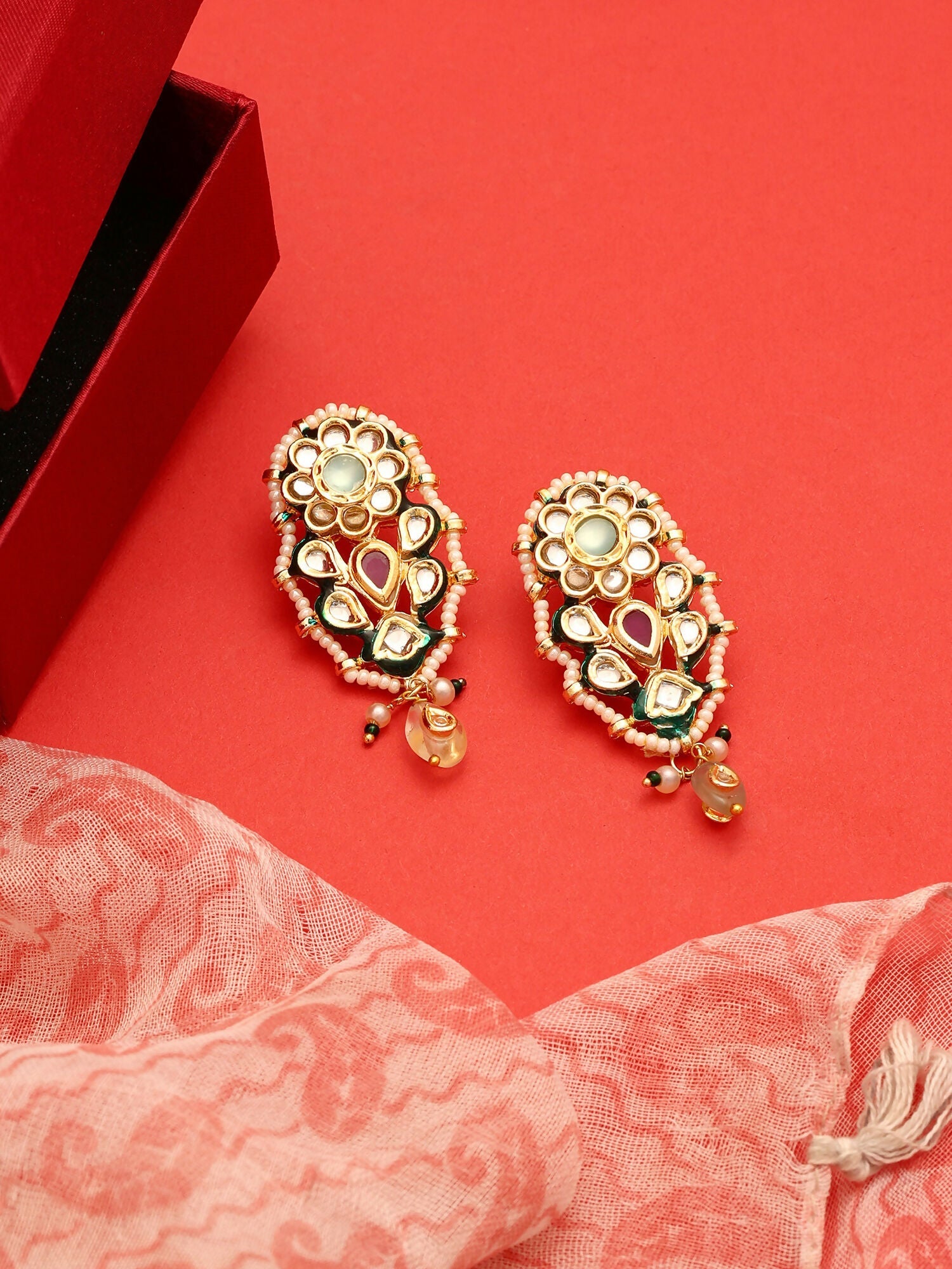 Ruby Raang Chand Earrings | Grocsy