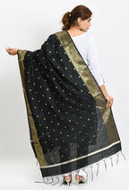 Mominos Fashion Moeza Women's Banarsi Silk Woven Design Black Dupatta | Grocsy