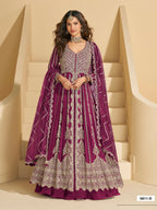 Anaita Maroon Chinon Readymade Anarkali Lehenga with Heavy Embroidery Work | Grocsy