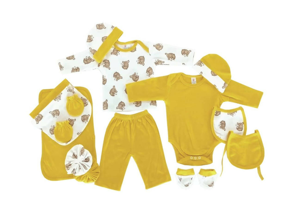My Tiny Wear Full Sleeves New Born Baby Gift Set - Yellow | Grocsy
