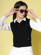 Women Winter Black Cotton Cardigan - Wool Trees | Grocsy