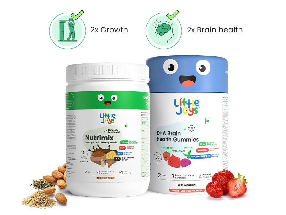 Little Joys Nutrimix Powder Kulfi Almond 2 - 6 Years + Brain Gummies Combo | Grocsy
