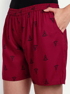 Alvano Printed Blue, Maroon Boxer Shorts, Night Shorts, Regular Shorts, Bermuda Shorts | Grocsy
