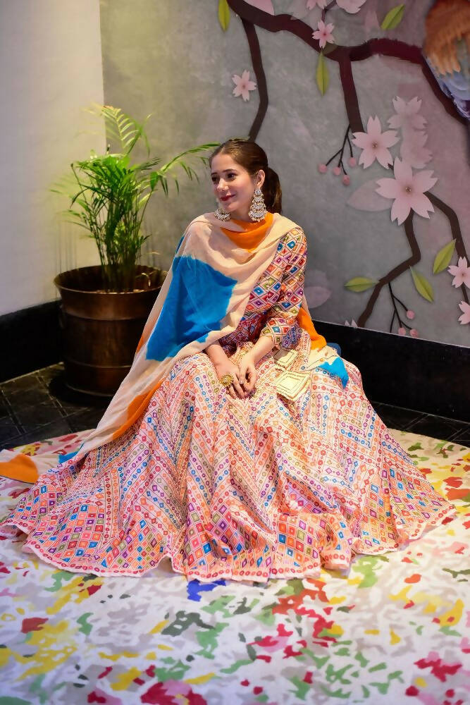 Everywhere Designer Offwhite With Multi Silk Cotton Stitched Suit With Dupatta - Anbazaar | Grocsy