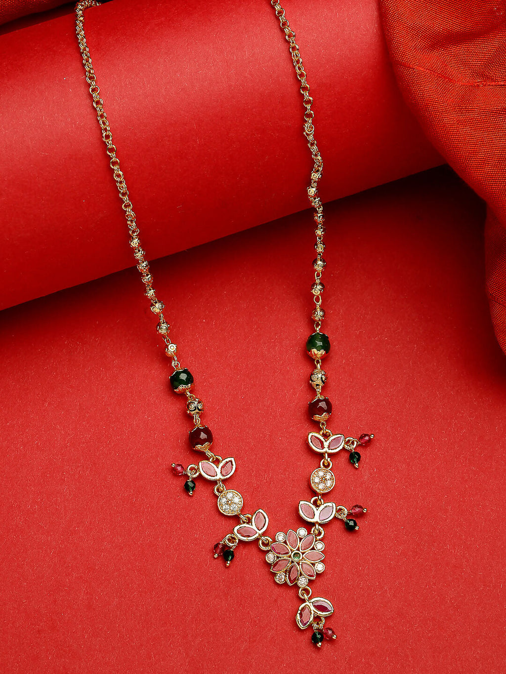 NVR Women's Multicolor Gold-Polished Minimal Chain | Grocsy
