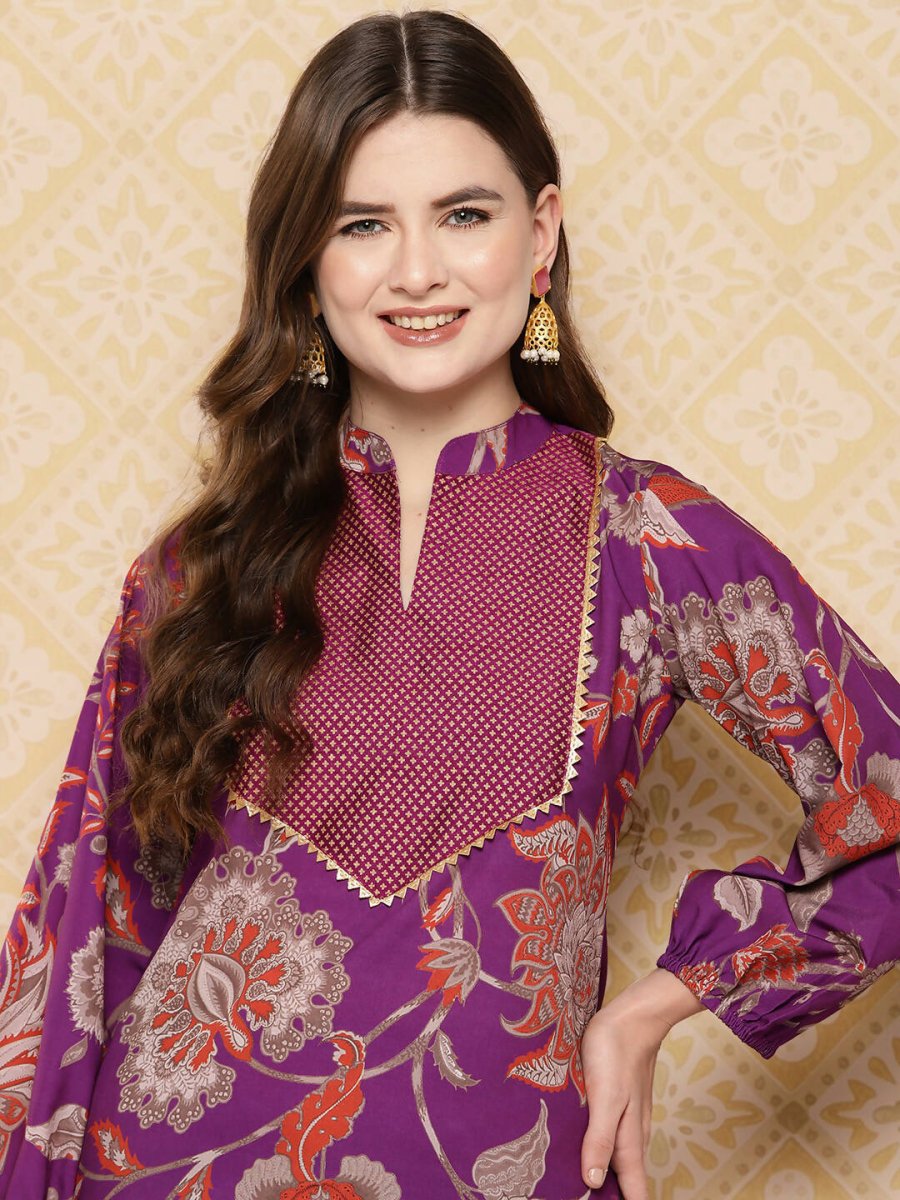 Ahalyaa Women's Traditional Wear Co-ods - Purple | Grocsy