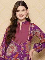Ahalyaa Women's Traditional Wear Co-ods - Purple | Grocsy