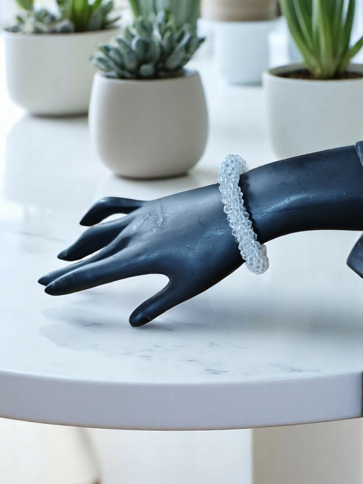 Inhanns Unisex Crystal Bloom – Adjustable Crystal Bead Bracelets - White | Grocsy