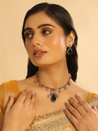 Nuyug 18K Gold Plated Pear Drop Emerald Edge Necklace Set | Grocsy