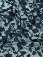 Blue Woven Design Net Saree with Blouse Piece - Kalamkari | Grocsy