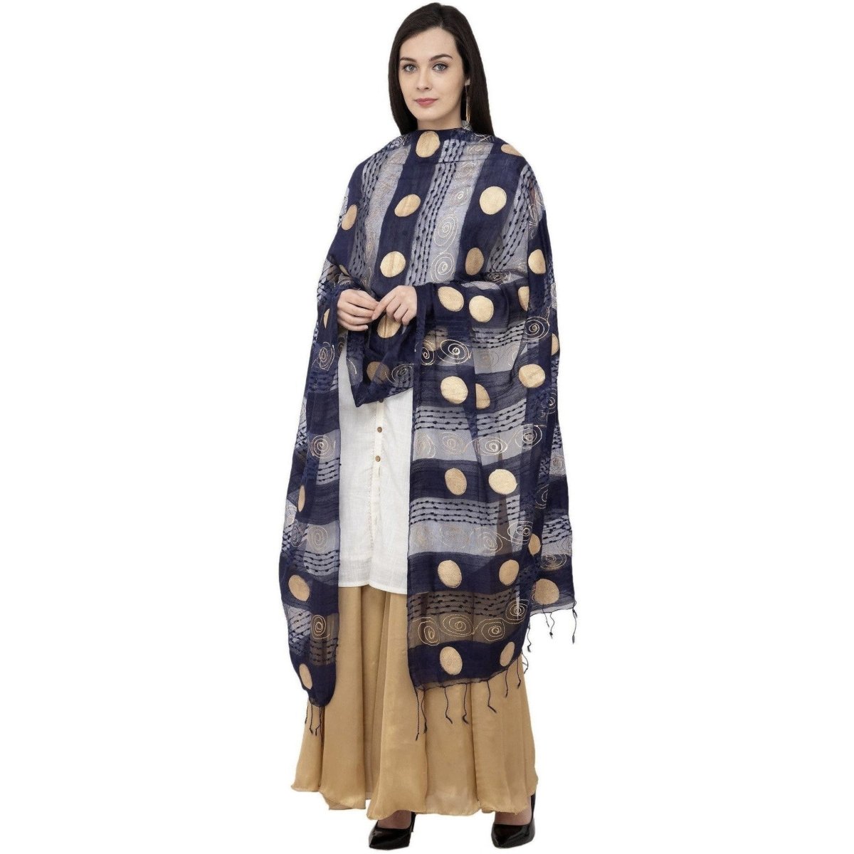 A R Silk Payal Gold Print Fancy Dupatta Color Navy Dupatta or Chunni | Grocsy