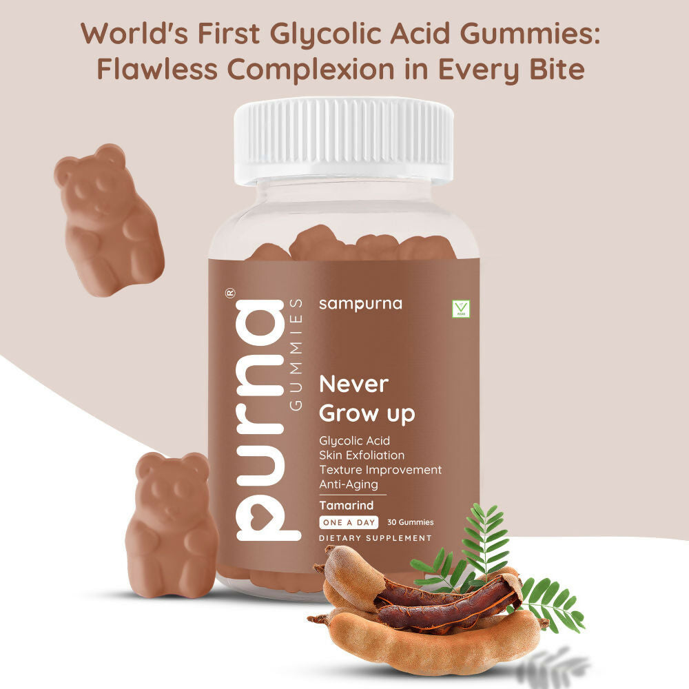Purna Never Grow Up Glycolic Acid Gummies - Tamarind | Grocsy