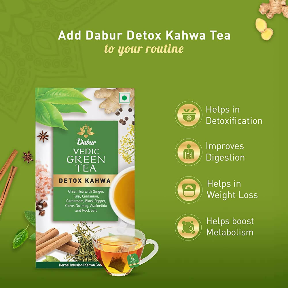 Dabur Vedic Green Teabags - Detox Kahwa | Grocsy