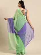 Ahalyaa Women's Traditional Semi Stitch Saree - Fluorescent Green | Grocsy