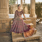 Purple Gajji Silk Foil With Handwork Saree With Unstitched Blouse - Norita Gajri | Grocsy