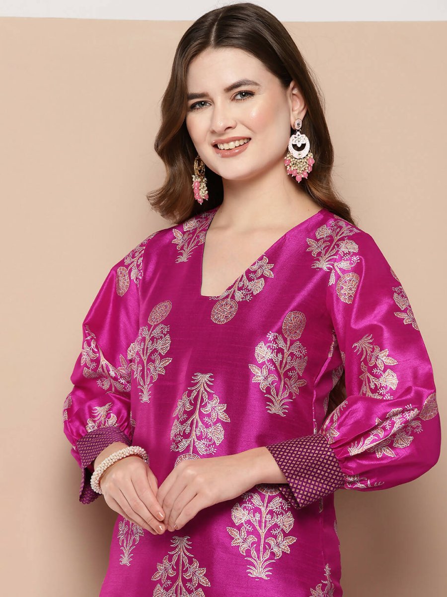 Ahalyaa Women's Traditional wear Kurta - Pink | Grocsy