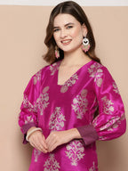 Ahalyaa Women's Traditional wear Kurta - Pink | Grocsy