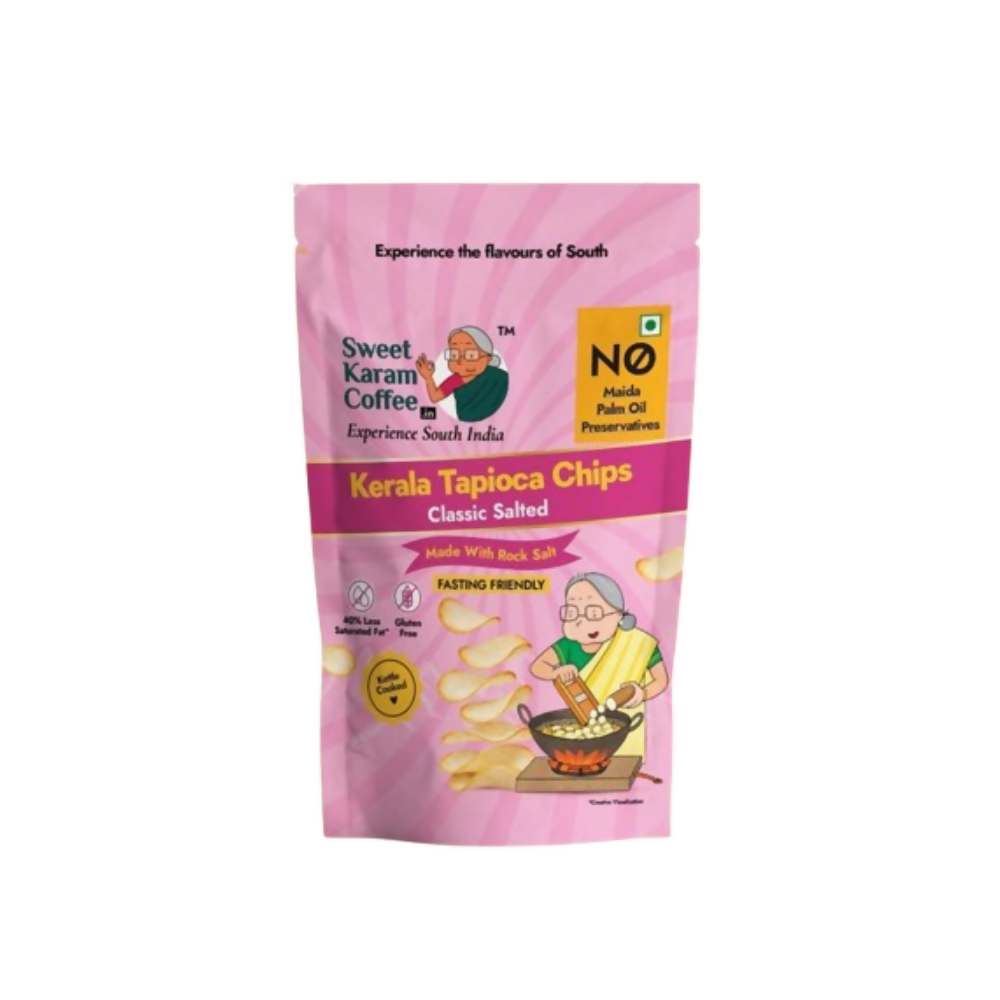 Sweet Karam Coffee Kerala Tapioca Chips - Rock Salt (Fasting Special) | Grocsy