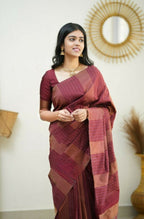 Partywear Designer Maroon Banarasi Silk Fancy Saree - Starwalk | Grocsy