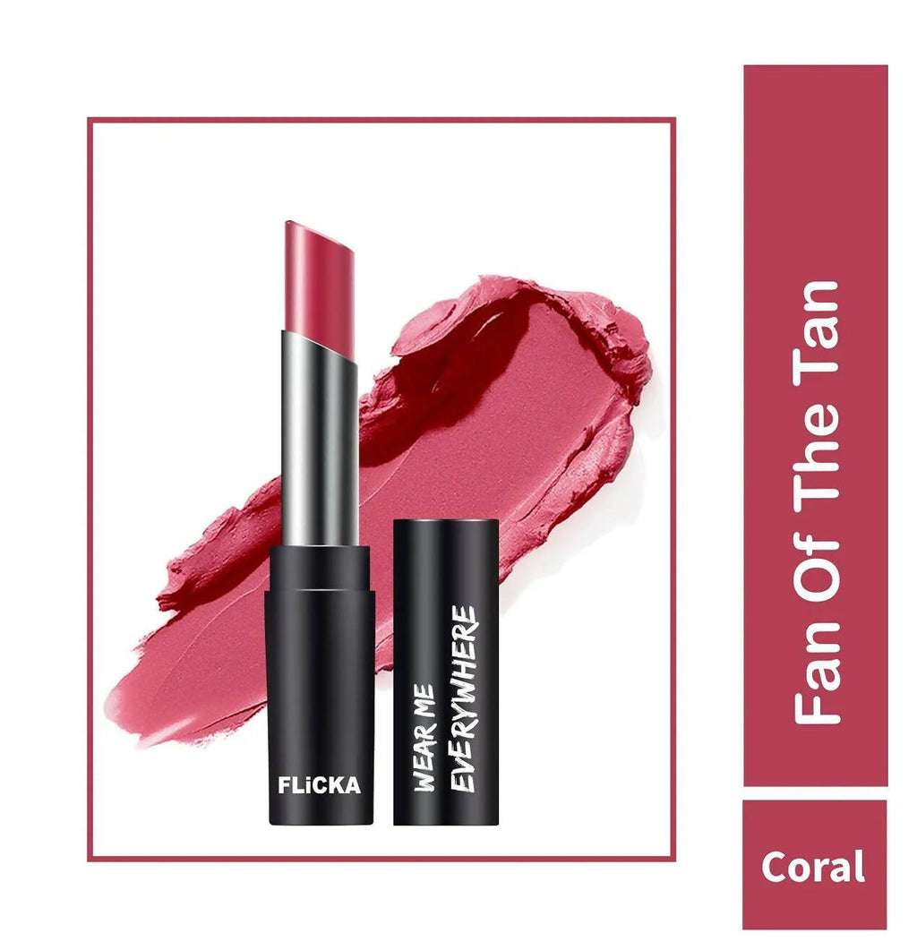 FLiCKA Wear Me Everywhere Creamy Matte Lipstick Fan Of The Tan - Pink | Grocsy
