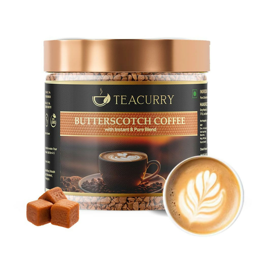Teacurry Butterscotch Coffee - Arabica Freeze Dried Coffee for Instant Hot & Cold Coffee | Grocsy