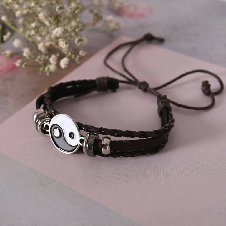 NVR Men Leather Wraparound Bracelet
