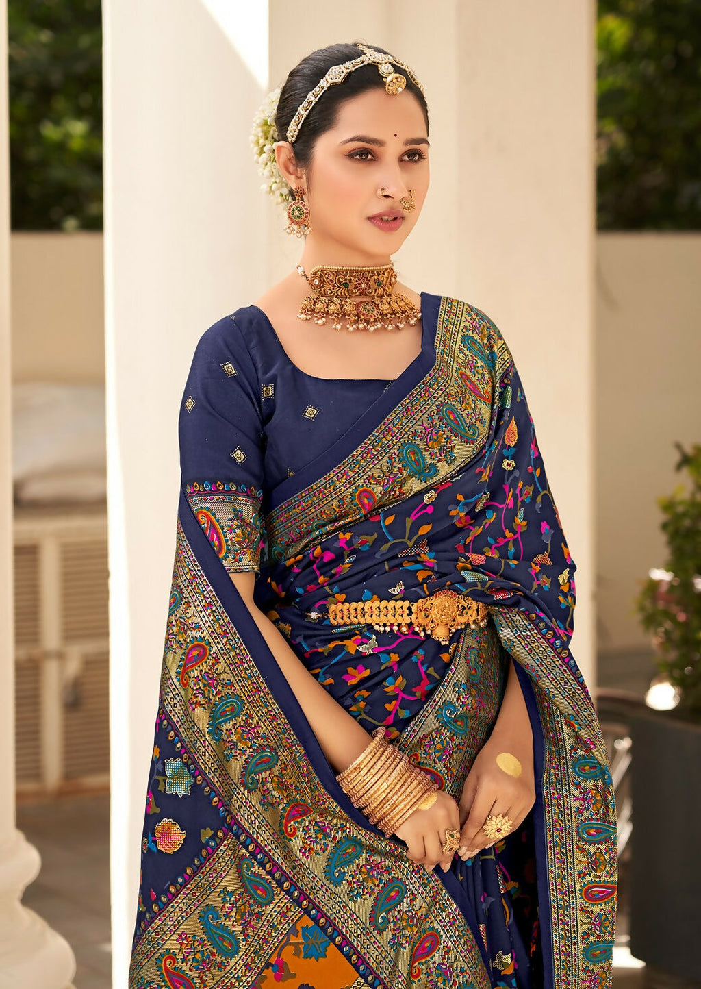 Joban Fashion Faux Chiffon Light Weight Saree Blue Colored With Zari Border Saree | Grocsy
